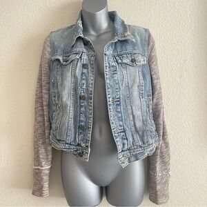 Free People Jean jacket distressed small button-up